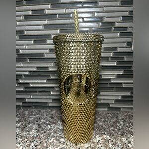 Starbucks Disney 50th anniversary studded Gold Textured Tumbler